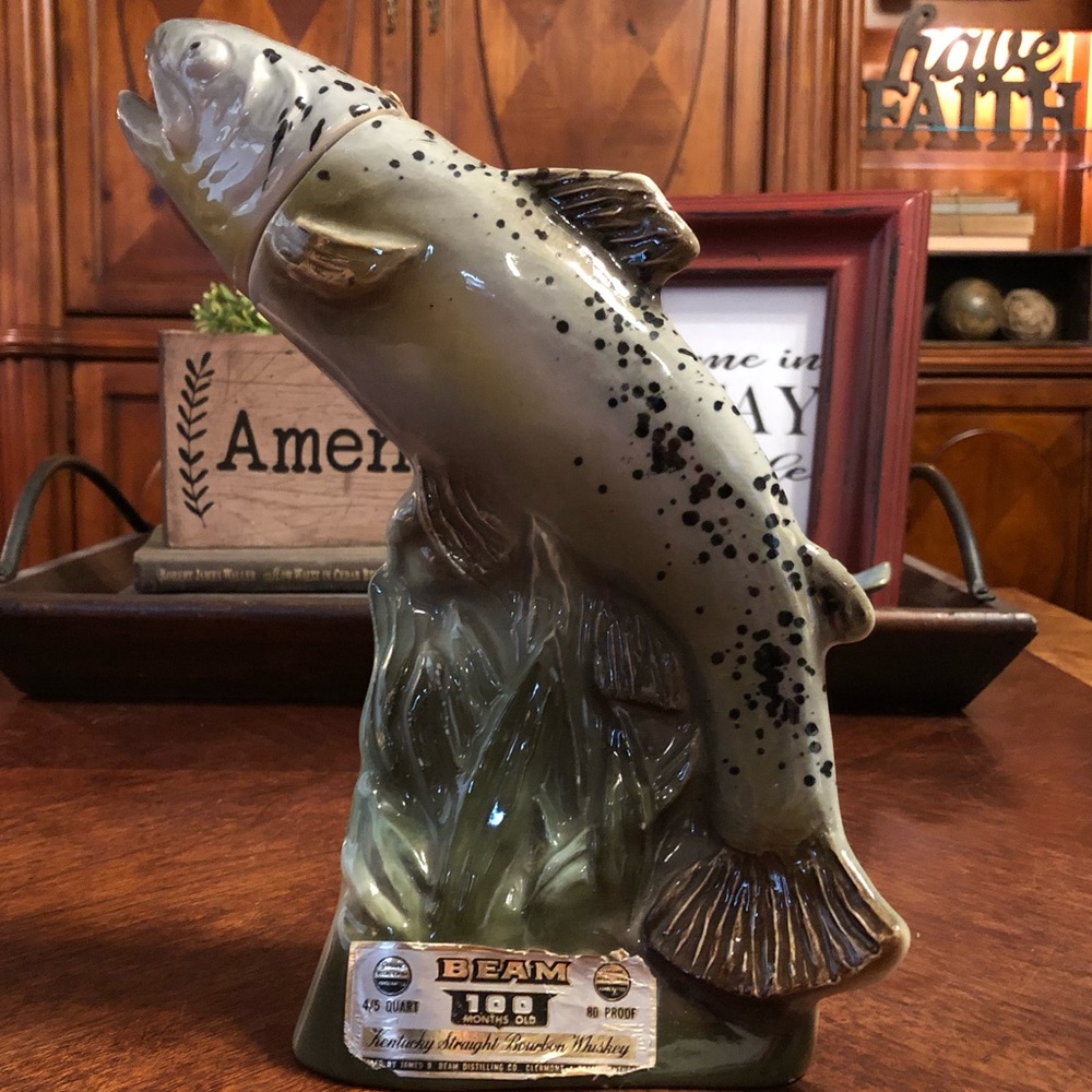 VINTAGE JIM BEAM  FRESH WATER TROUT DECANTER